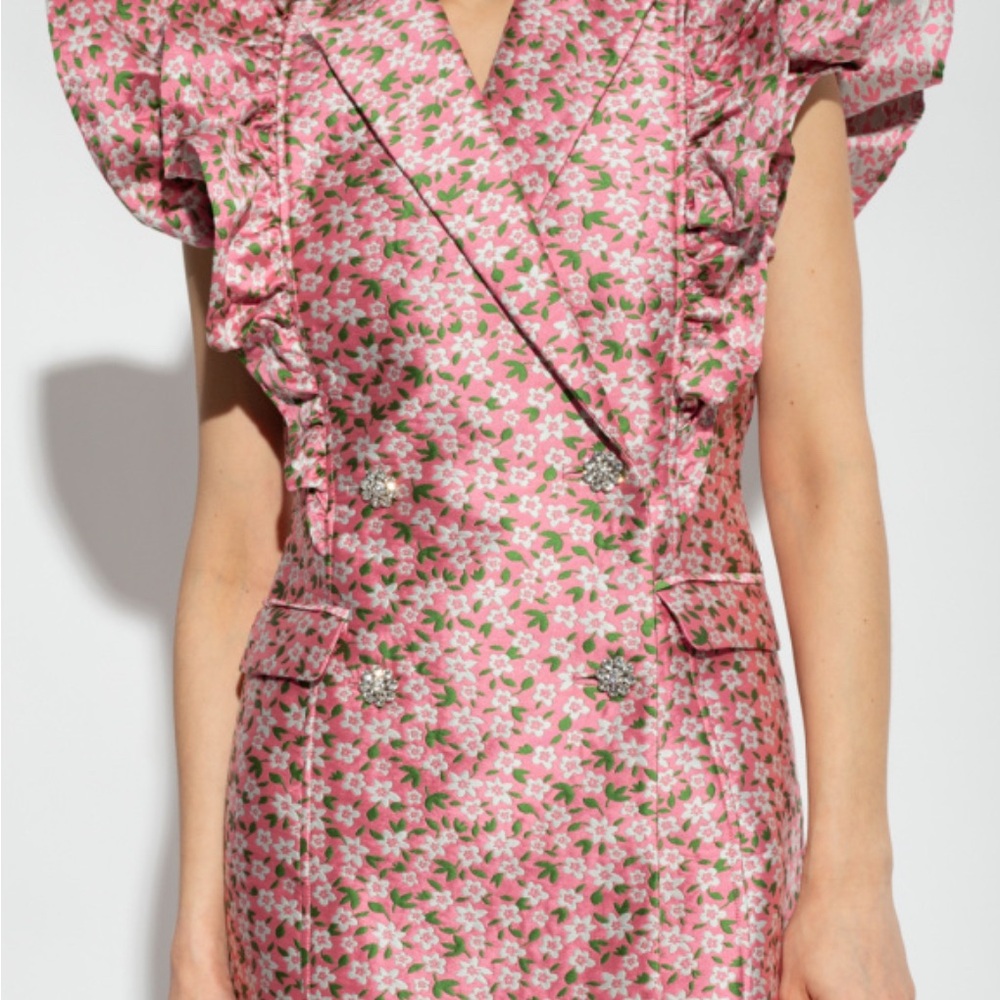 Custommade Floral Pink Ruffle Dress